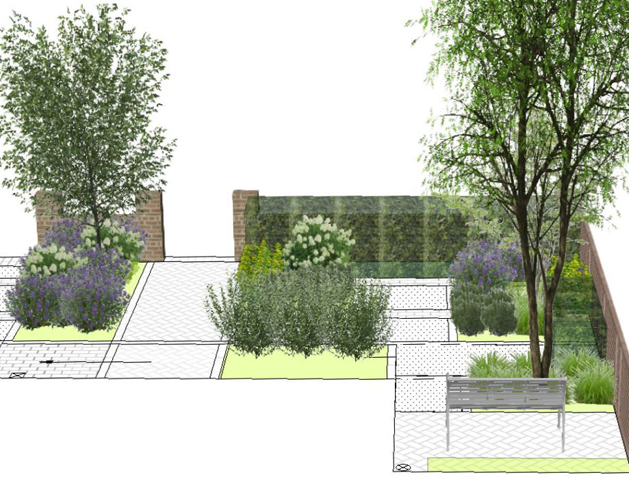 Sketch for a front garden in Ealing